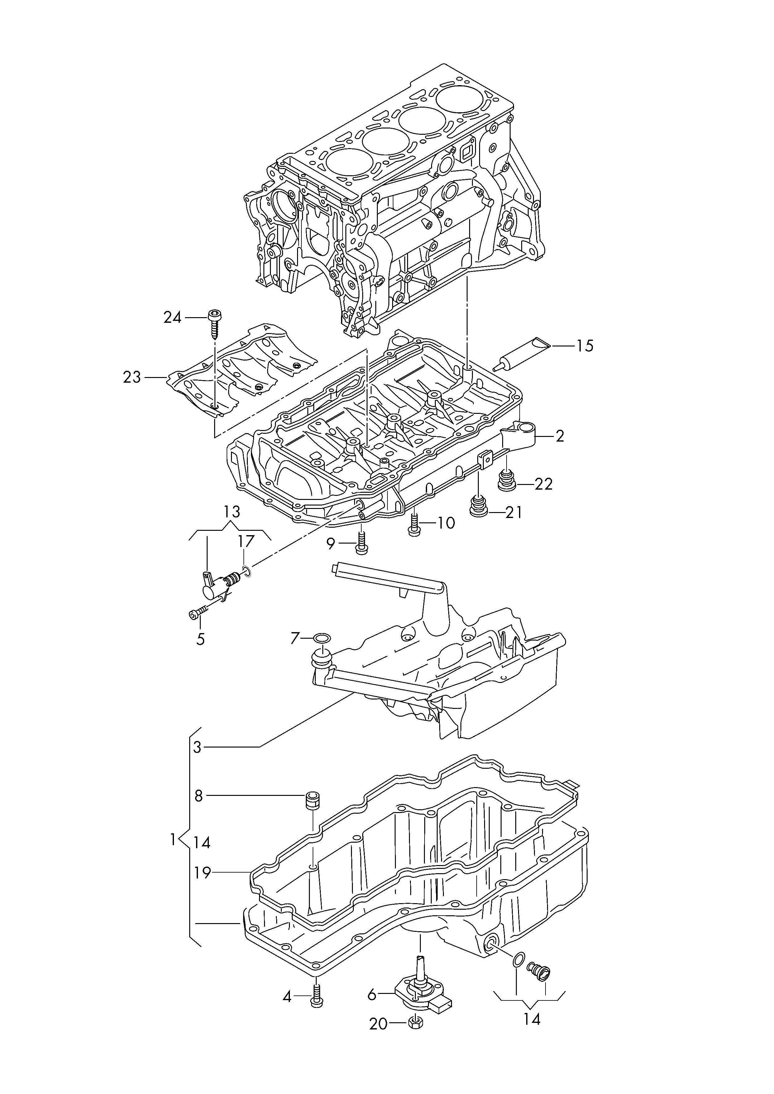 103 - Crankcase housing; oil sump; Crankcase; cylinder block; Sealing ...