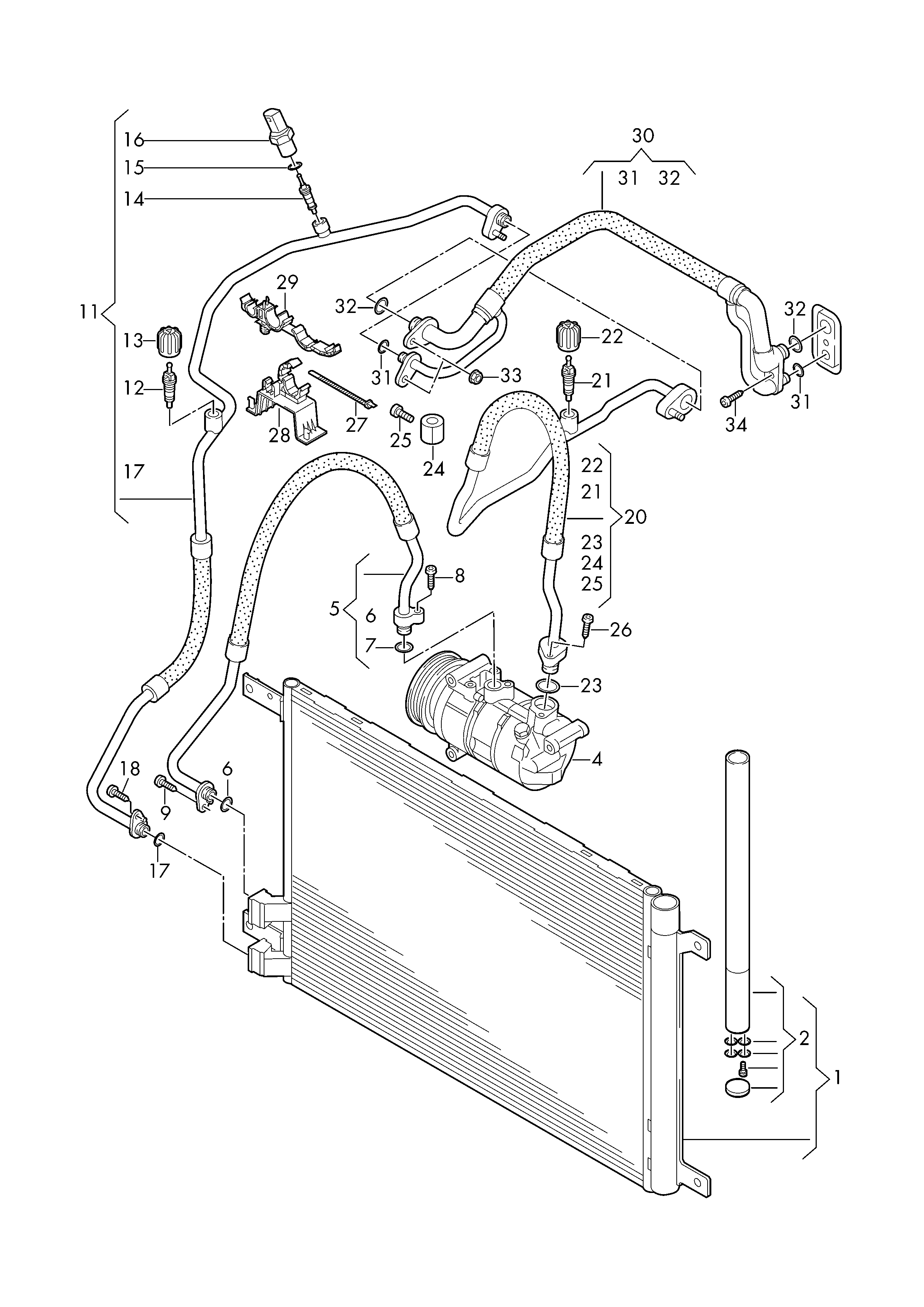 260 - A/C compressor; connecting and mounting parts for compressor; A/C ...